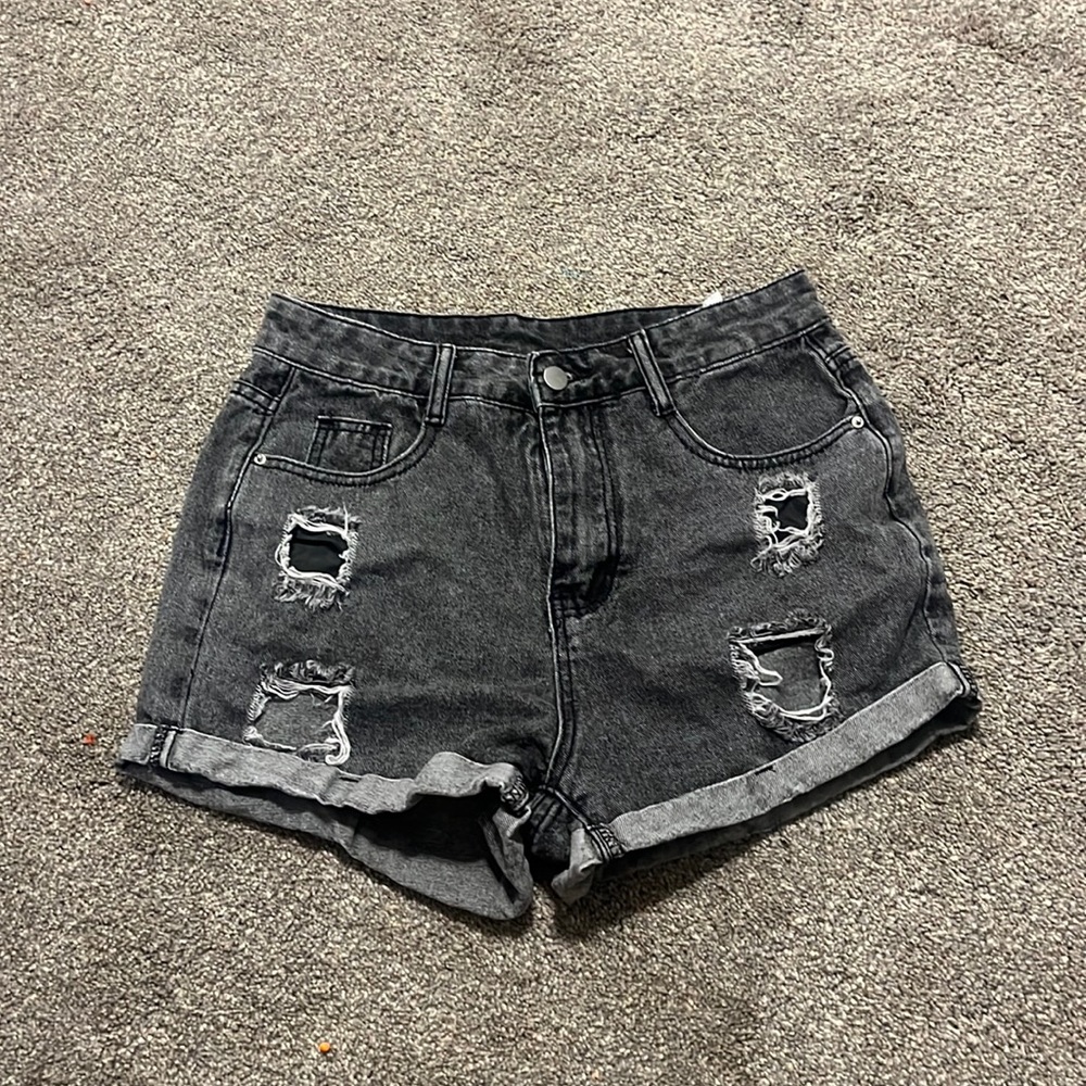 black denim shorts